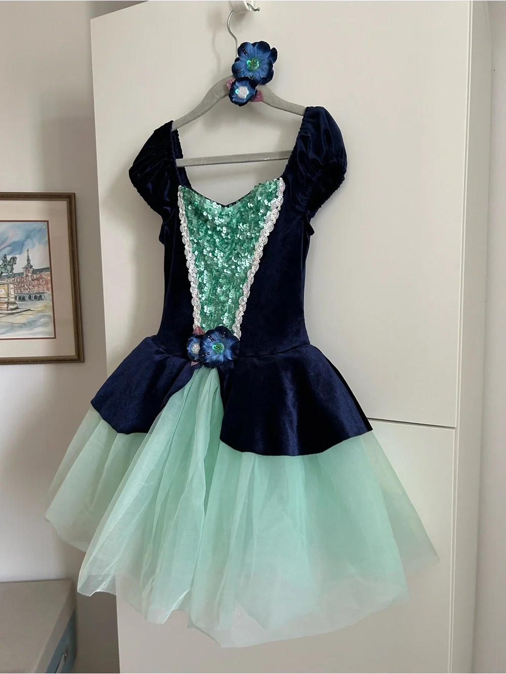 Revolution Navy and Mint Sequin Tulle Girls Dance Costume Dress - MC